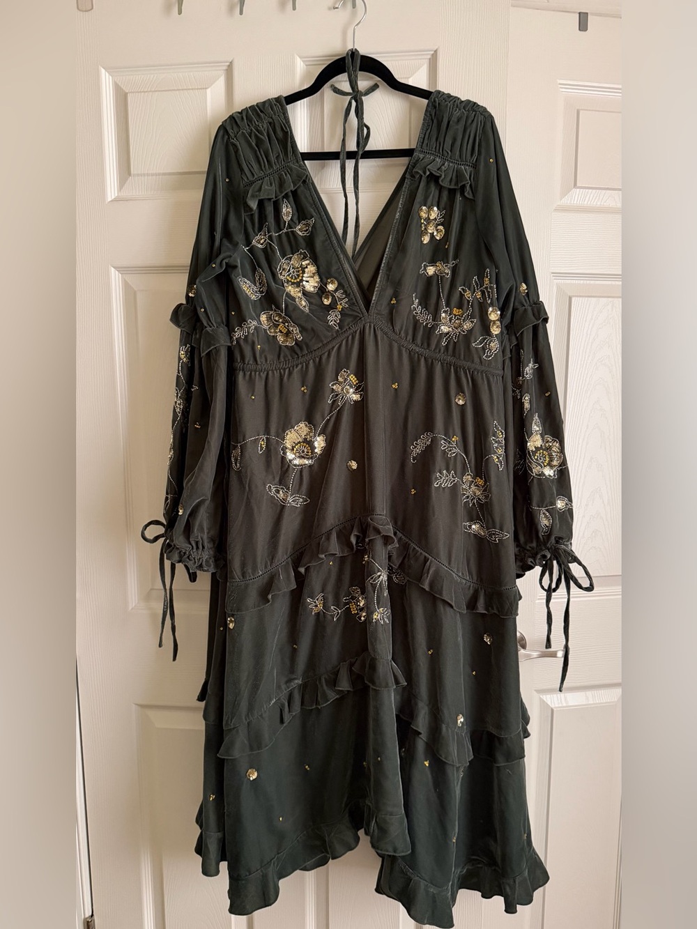 Embroidered Velvet Women's Dress
